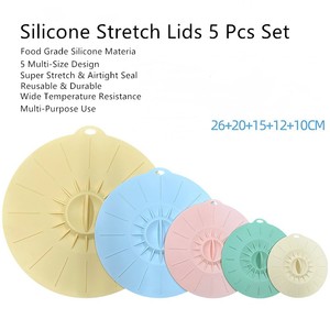 Tapas Elásticas de Silicona de Grado Alimenticio, 5 Piezas, Reutilizables, Herméticas, Aptas para Microondas, para Almacenamiento de Alimentos en la Cocina - Product Image 4