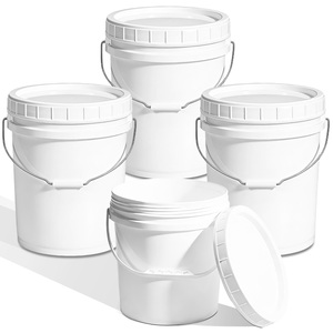 Conteneur en plastique de qualité alimentaire <span class=keywords><strong>avec</strong></span> bouchon <span class=keywords><strong>à</strong></span> vis et poignée en <span class=keywords><strong>fer</strong></span>, seau en plastique de 5 gallons pour l'emballage, logo personnalisé - Product Image 1