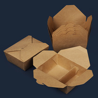 Boîte à emporter personnalisée en papier kraft enduit de PE, recyclable, pour la restauration rapide, avec logo personnalisé, pour les sushis et le camping