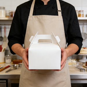 Cajas de Papel para Pasteles Blancas Plegables con Asa, Resistentes y Aptas para Alimentos, para Pastelería, Galletas, Cafeterías y Venta al por Mayor - Product Image 3