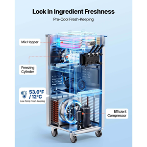 เครื่องทำไอศกรีมซอฟต์เสิร์ฟเชิงพาณิชย์ SIHAO กำลังไฟ 2200 วัตต์ ผลผลิต 20-28 ลิตร/ชั่วโมง พร้อมถังบรรจุ 2 ถัง ขนาด 6 ลิตร - Product Image 6