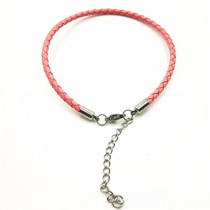 European American Style Cowhide Woven <b>Bracelet</b> 3mm <b>Red</b> Rope Stainless Steel Buckle Adjustable Unisex Jewelry - Product Image 3