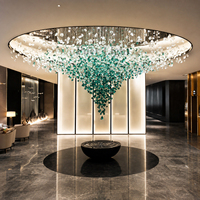 Lustre d'hôtel moderne de luxe sur mesure, en verre cristal, à hauteur réglable, pour hall d'hôtel et escaliers