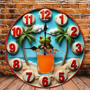 Round Wooden Wall <b>Clock</b> 25cm Diameter Natural Wood Frame Silent <b>Movement</b> Modern Simple Home Hotel Cafe Decor - Product Image 5