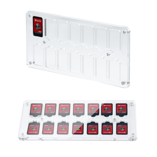 14 Slot Clear Plastic Acrylic Crystal Magnetic Game Cards Case for /OLED/NS2