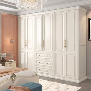 <span class=keywords><strong>Armadio</strong></span> con <span class=keywords><strong>Ante</strong></span> a Battente in Legno Massello Stile Americano, Moderno e Semplice, Lusso Leggero, per Camera da Letto, Finitura Bianca, Mobile Contenitore - Product Image 1