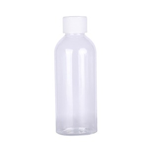 Botella de plástico transparente de 100 ml, cilíndrica, con tapa de rosca, para envasado de productos de cuidado personal. - Product Image 1