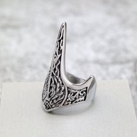 Bague Homme Vintage Européenne et Américaine en Acier Titane, Design Corbeau Viking Personnalisé, Forme Géométrique, Style Littéraire Rétro