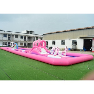 Tobogán inflable comercial para niños Pastel Combo Playground con piscina de agua con carrera de obstáculos - Product Image 3