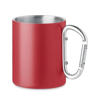 Gobelet réutilisable en acier inoxydable écologique de 300 ml avec poignée mousqueton, logo personnalisé, mug à café promotionnel - Product Image 2