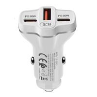 Chargeur de voiture USB C 60W double C, allume-cigare, chargeur de voiture super rapide, adaptateur PD30W+PD30W, chargeur de téléphone pour voiture pour iPhone Android
