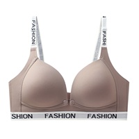 Soutien-gorge d'allaitement à fermeture avant, bretelles à lettres, sans armatures, respirant, confortable, pour femme enceinte et post-partum, en nylon