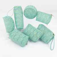 7 pièces sacs de voyage polyvalents accessoires de voyage dentelle maille sacs à cosmétiques pochette de maquillage d'été fermeture éclair dentelle sac cosmétique