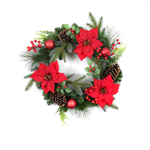 Guirlande de Noël artificielle de haute qualité, personnalisée, à suspendre à la porte, 24 pouces, décoration de la maison, guirlande ronde, cadeau - Product Image 1