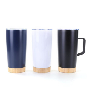 Vaso de acero inoxidable Yongkang de 20 oz, taza de viaje con doble pared aislante y base de corcho, diseño recto para uso en movimiento. - Product Image 5