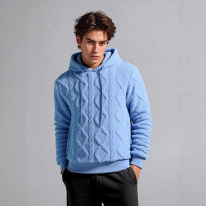 Sweat à capuche en polaire pour homme, couleur unie, coupe ample, longueur normale, 100% polyester, sweat à capuche chaud pour l'automne et l'hiver - Product Image 4