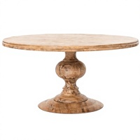 Table basse ronde en bois massif rustique, style antique, meubles de salon faits à la main