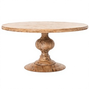 Table basse ronde en bois massif, design industriel durable, très vendue, pour salon et bureau - Product Image 4