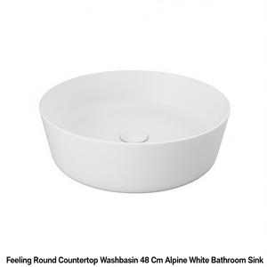 Lavabo Redondo de Sobremesa Feeling de 48 cm, Color Blanco Alpino, para Baño - Product Image 3