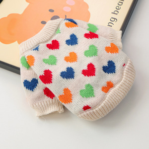 Vêtements pour animaux de compagnie pour l'automne et l'hiver, petits chiens, chiots, chiens et chats heureux, vêtements chauds et confortables, cœur coloré - Product Image 5