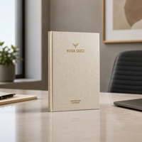 Cuaderno con Tapa Dura de Tela con Hojas Doradas, Grabado en Relieve, con Encuadernación Cosida, Logotipo Personalizado, Impresión UV para Escribir