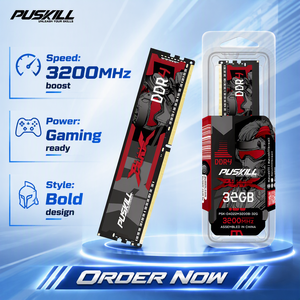 Mémoire RAM PUSKILL DDR4 16 Go UDIMM 3200 MHz 288 broches 1,2 V pour multitâches intensifs, idéale pour les stations de travail de création de contenu - Product Image 1