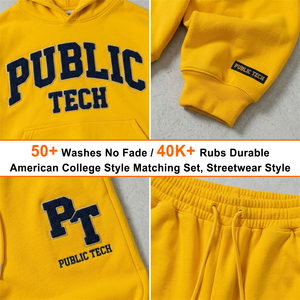 OEM Custom Heavyweight Fleece Plain Sweatsuit Breathable Casual Sweatsuit for Men Chenille Embroidery Patch Sweatsuit Full Set - Product Image 2