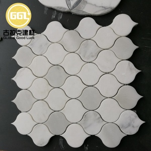 Azulejo de mosaico de mármol con patrón de linterna de mármol gris de mezcla blanca inimitable para decoración de cocina/sala de estar - Product Image 2