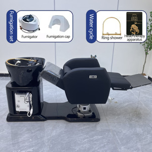 Yeni tasarım salon saç yıkama sandalye baş spa ekipmanları siyah şampuan kase sandalye döndürülmüş şampuan yatak - Product Image 2