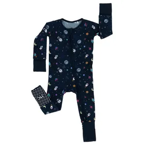Pijamas de una pieza para bebé, ropa de punto de una pieza, 95% de bambú, 5% de licra, Pelele con cremallera sin pies, mangas largas, Zippie