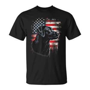 T-shirt noir avec drapeau américain patriotique pour les amoureux des chiens, hommes et femmes, taille unisexe S à 3Xl - Product Image 1
