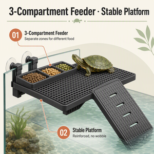 Plataforma Flotante de Acrílico Resistente para Tortugas, Transparente, con Rampa Texturizada para Subir y Bajar, Drenaje Integrado, Segura - Product Image 2