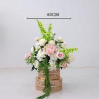 Boule de fleurs artificielle rose et verte 40/50/60/70cm, faite à la main en soie, centre de table pour mariage, arrangement floral pour décoration d'événements
