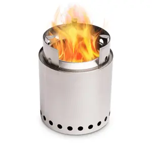 小型Pryt木材燃烧器钢火坑，带圆形迷你桌面便携式野营厨房木制燃烧炉烤架