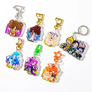 2024 CNAWO Free sample NO MOQ Custom Printed Acrylic Keychain Make Own Clear Epoxy Resin Acrylic Keychain Charms