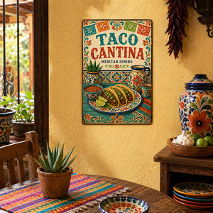 Pancarte en métal vintage style Fiesta Mexicaine, décoration rustique pour bar à tacos et <span class=keywords><strong>tequila</strong></span>, affiche murale décorative pour cuisine - Product Image 3