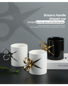 Tasse à café en céramique à poignée design ciseaux, tasse à café explosive, nouvelle tasse originale, tasse électroplaquée de luxe léger - Product Image 2