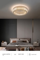 Plafonnier Minimaliste Luxe Léger en Acier Inoxydable et Cristal ; Lampe Intelligente Compatible Tmall Genie pour Salon et Chambre