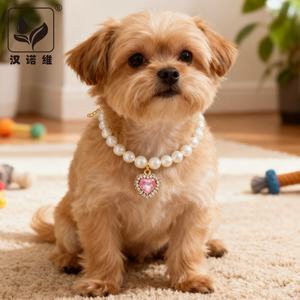 Premium Acryl-Herz Haustier-Halsband mit Schnallenverschluss Prinzessinnen-Stil Perlenkette Kristallanhänger Umweltfreundlich für Katzen Hunde Alle - Product Image 1