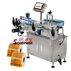 Solidpack cheap price full auto round bottle adhesive sticker label printing and labeling machine with cab printer