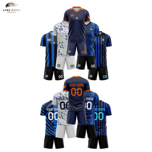 Maillot <span class=keywords><strong>de</strong></span> football unisexe personnalisé à col rond et manches courtes, imprimé numériquement, respirant, séchage rapide, pour l'été, avec nom du joueur, 100% coton - Product Image 2