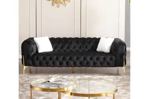 Norfolk 3 + 2 + 1 Bbtton бархатный диван (черный)