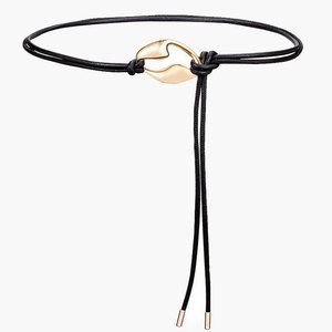 <span class=keywords><strong>Ceinture</strong></span> fine nouée pour <span class=keywords><strong>femme</strong></span> en cuir PU, double cordon, avec boucle en alliage pour robes - Product Image 1