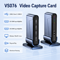 Tarjeta de Captura de Video VS076 de 2 Canales 4K 60Hz con Doble HDMI, USB 3.2 Gen2, Ventilador de Refrigeración RGB, Grabador Vertical con Salida en Bucle para Transmisión en Vivo