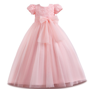 Vestido de princesa para niños, vestido de tul rosa, vestido de fiesta con cuello redondo, vestido de niña de las flores, verano 2022 - Product Image 5