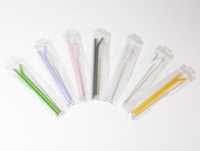 Ensemble de pailles en verre réutilisables colorées de qualité supérieure, 1 droite, 1 coudée, 1 brosse, dans un étui étanche à fermeture éclair, pour jus et smoothies, vente en gros