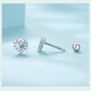 Venta al por mayor clásico circón tornillo atrás pendientes de moda 2024 niños delicado 925 Plata verano mujeres pequeño corazón <span class=keywords><strong>Stud</strong></span> pendiente - Product Image 2