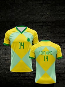 La nueva camiseta de fútbol brasileña de manga corta, ropa deportiva producida por una fábrica de ropa y personalizable.F10 - Product Image 6