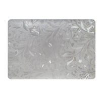 Napperon de table rectangulaire arrondi en PVC RNPT, effet coquillage argenté irisé, résistant à l'huile, pour la maison et la salle à manger