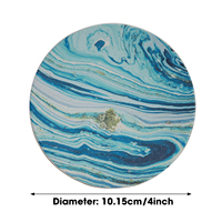 Décoration de table, 6 pièces, sous-verres absorbants pour boissons, sous-verres en céramique sublimée style marbre, avec support, logo personnalisé OEM